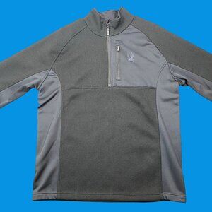 Spyder Mens Black Quarter-Zip Pullover Knit Fleece Sweatshirt Jacket Size Large